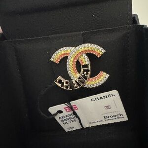 Chanel Crystal Rainbow Brooch Pin